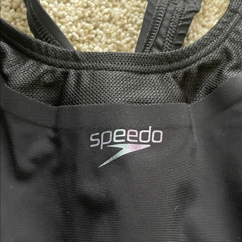 Speedo Women's Black and Purple One Piece Swimsuit - Picture 4 of 6